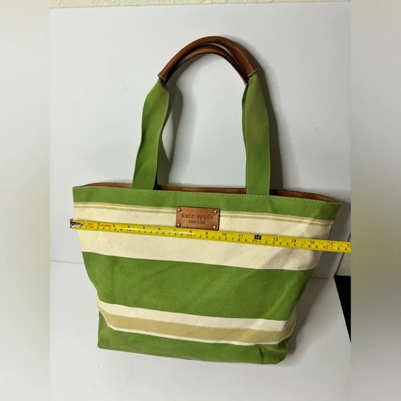 Kate Spade Green and Cream Striped Tote - Picture 8 of 11